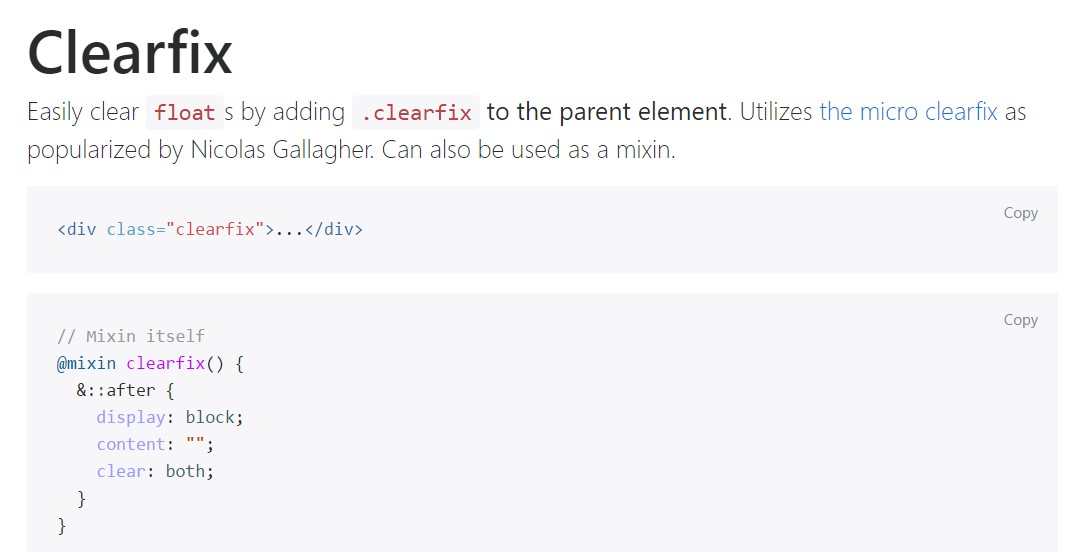 Bootstrap clearfix  authoritative  documents