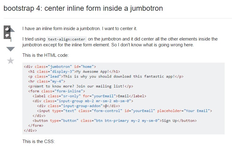Bootstrap 4: center inline form inside a jumbotron