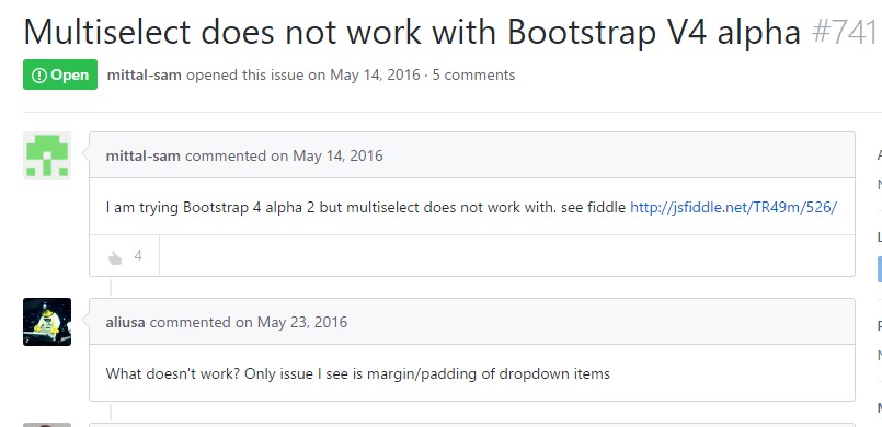 Multiselect does  not really  function  using Bootstrap V4 alpha