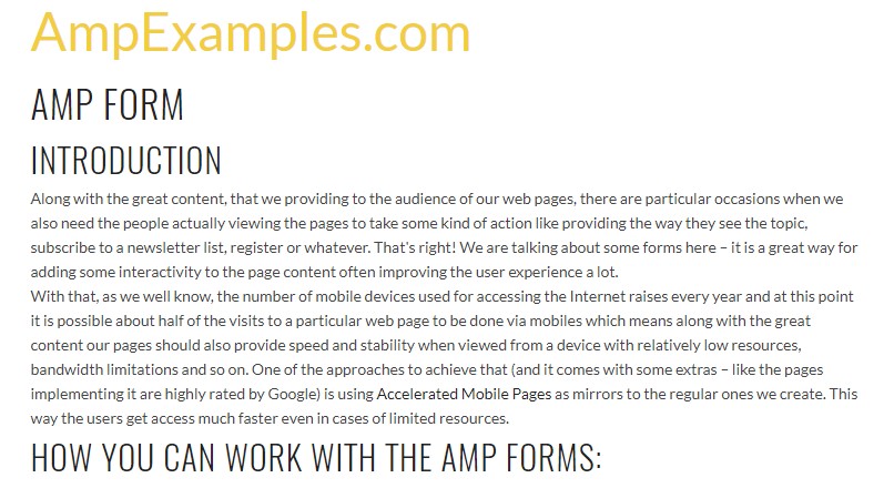 Why  do not we examine AMP project and AMP-form  feature?