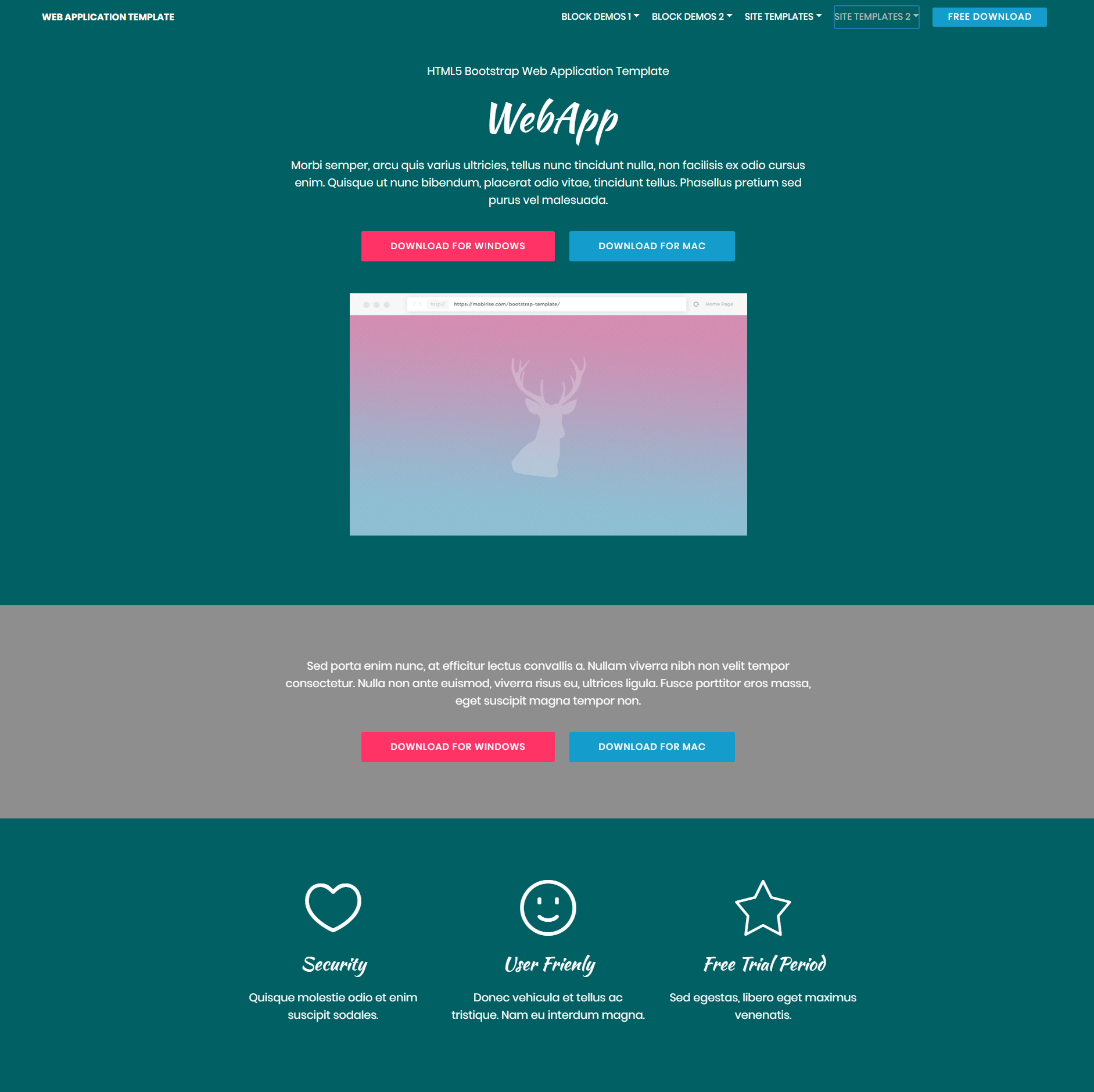 HTML5 Bootstrap Web application Themes